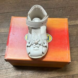 White Kids Shoe with Floral Design